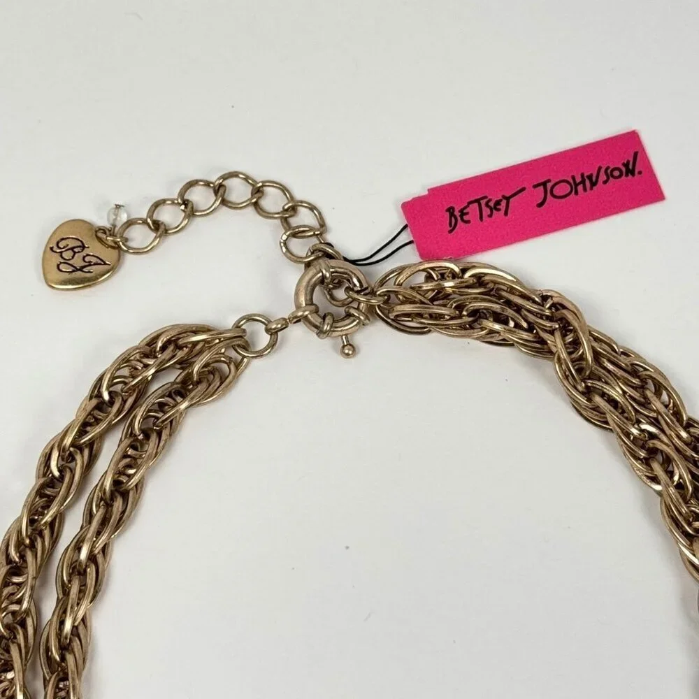 NWT Vintage Y2K  Betsey Johnson Chunky Chain Pendant Necklace Gold Skull